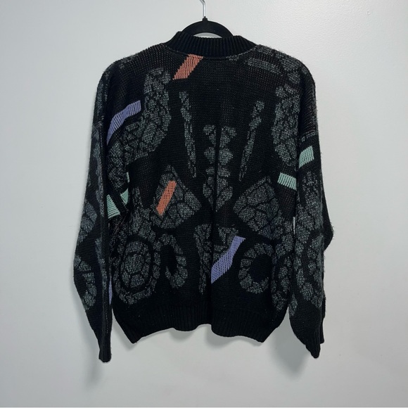 Vintage Asphalt Wool Blend Sweater Made in Canada Abstract Black Medium - Picture 8 of 10